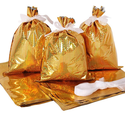 ปาร์ตี้วันหยุดคริสต์มาสโปรดปรานฟอยล์พลาสติก Drawstring ของขวัญรักษากระเป๋าสารพัดขนม
