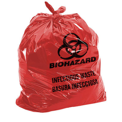 LLDPE ถุงขยะคลินิกสีแดง, ถุงกำจัดขยะทางการแพทย์ขนาด 30 * 36 &quot;