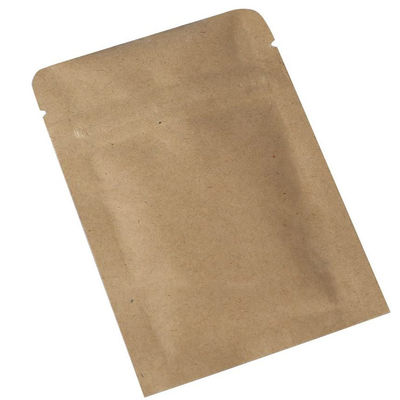 Tear Notch 80mic k Stand Up Pouch, W125mm Brown Kraft Paper Zipper Bag